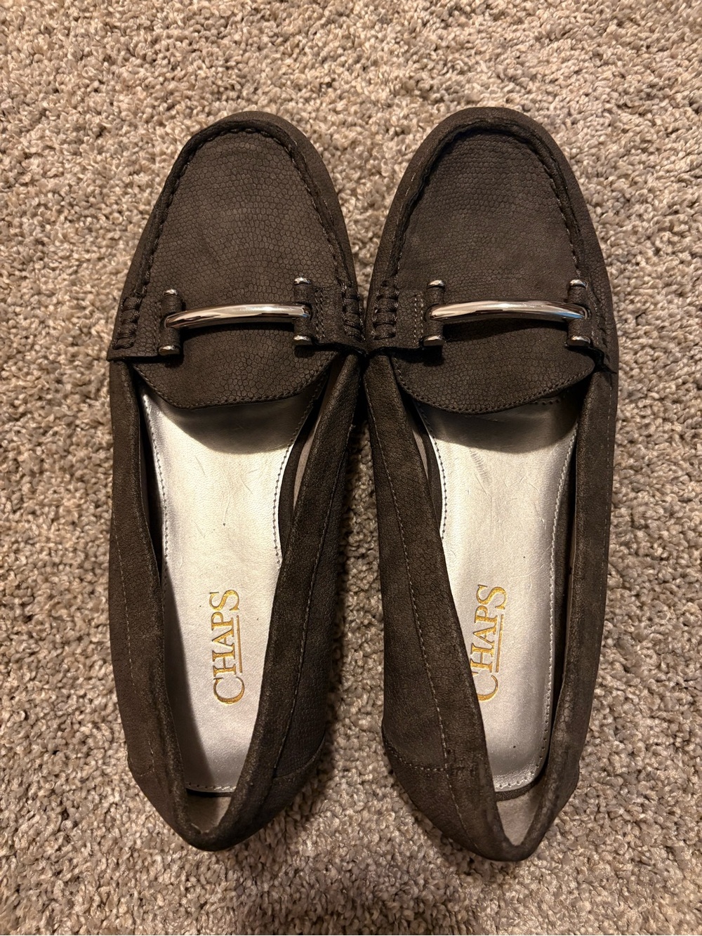 CHAPS Connie Womens Gray Textile Slip-On Shoes 9B